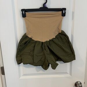 Maternity olive shorts with belly band